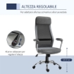 SEDIA DA UFFICIO ERGONOMICA GIREVOLE, ALTEZZA REGOLABILE E DONDOLAMENTO IN TESSUTO A RETE GRIGIO