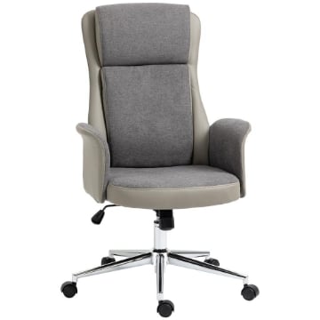 SEDIA DA UFFICIO ELEGANTE A 2 TESSUTI, SEDIA ERGONOMICA AD ALTEZZA REGOLABILE, 65X72X108-118 CM, GRIGIA