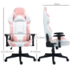 SEDIA DA GAMING IN FINTA PELLE RECLINABILE FINO 155° CON POGGIATESTA E SUPPORTO LOMBARE, ROSA