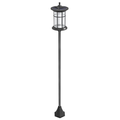 LAMPIONE SOLARE DA GIARDINO ALTO 184CM CON LUCE LED BIANCO FREDDO E IP44, NERO