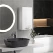 MOBILETTO BAGNO IN MDF A MURO CON 3 RIPIANI E RIPIANO SUPERIORE REGOLABILE, 37X22.5X70 CM, BIANCO