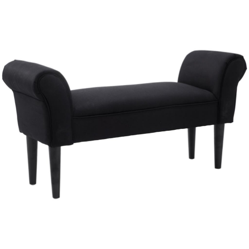 PANCA FONDO LETTO IMBOTTITA CON BRACCIOLI ARROTOLATI, 102X35X51CM, NERO