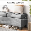 PANCA FONDOLETTO CONTENITORE IN TESSUTO CON IMBOTTITURA TRAPUNTATA, 116X41X47CM, GRIGIO