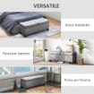 PANCA FONDOLETTO CONTENITORE IN TESSUTO CON IMBOTTITURA TRAPUNTATA, 116X41X47CM, GRIGIO