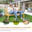 PANCHINA DA GIARDINO 2 POSTI CON SEDUTA E SCHIENALE A DOGHE, IN LEGNO DI ABETE, 143X51X85 CM