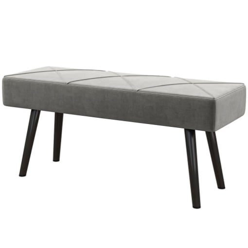 PANCA IMBOTTITA FONDOLETTO IN VELLUTO CON GAMBE IN ACCIAIO, 100X36X45CM, GRIGIO