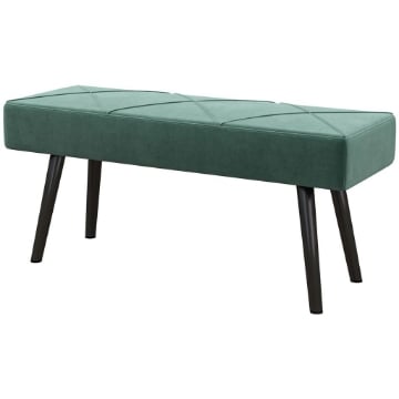 PANCA IMBOTTITA FONDOLETTO IN TESSUTO EFFETTO VELLUTO E ACCIAIO, 100X36X45 CM, VERDE E NERO