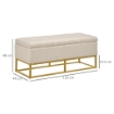 PANCA CON CONTENITORE IN POLIESTERE TRAPUNTATA CON GAMBE IN ACCIAIO D'ORO, 110X44X48CM, BEIGE