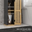 MOBILETTO BAGNO CON RIPIANO APERTO E ARMADIETTO, IN BAMBÙ E MDF, 18X18X75 CM, NERO E COLOR LEGNO