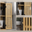 MOBILETTO BAGNO CON RIPIANO APERTO E ARMADIETTO, IN BAMBÙ E MDF, 18X18X75 CM, NERO E COLOR LEGNO