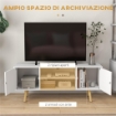 MOBILE TV 55" MAX CON 2 ARMADIETTI E 2 RIPIANI APERTI, IN LEGNO E TRUCIOLATO, 120X34X50 CM, BIANCO