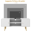 MOBILE TV 55" MAX CON 2 ARMADIETTI E 2 RIPIANI APERTI, IN LEGNO E TRUCIOLATO, 120X34X50 CM, BIANCO