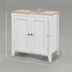 MOBILE SOTTOLAVABO BAGNO A U CON RIPIANO REGOLABILE INTERNO, IN MDF, 60X30X60 CM, BIANCO E COLOR LEGNO