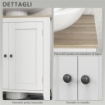 MOBILE SOTTOLAVABO BAGNO A U CON RIPIANO REGOLABILE INTERNO, IN MDF, 60X30X60 CM, BIANCO E COLOR LEGNO