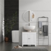 MOBILE SOTTOLAVABO BAGNO A U CON RIPIANO REGOLABILE INTERNO, IN MDF, 60X30X60 CM, BIANCO E COLOR LEGNO