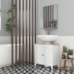 MOBILE SOTTOLAVABO BAGNO A U CON RIPIANO REGOLABILE INTERNO, IN MDF, 60X30X60 CM, BIANCO E COLOR LEGNO