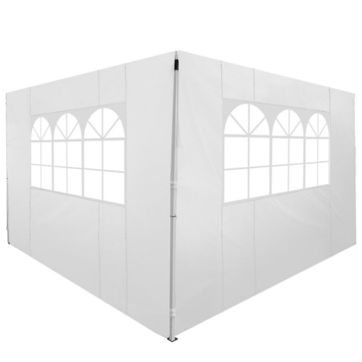 SET 2 PARETI LATERALI PER GAZEBO 3X3 M PIEGHEVOLI IN TESSUTO OXFORD CON FINESTRE, 295X200 CM, BIANCO