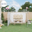 SET 2 PARETI LATERALI PER GAZEBO 3X3 M PIEGHEVOLI IN TESSUTO OXFORD CON FINESTRE, 295X200 CM, BIANCO