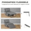POUF LETTO PIEGHEVOLE MULTIUSO 4 IN 1 CON SCHIENALE RECLINABILE A 5 LIVELLI, GRIGIO