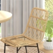 SET 2 SEDIE PER CUCINA E SOGGIORNO STILE BOHO IN RATTAN PE E ACCIAIO, 45X57X83 CM, GIALLO