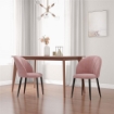 SET 2 SEDIE DA PRANZO IMBOTTITE STILE NORDICO IN METALLO E VELLUTO, 52X54X79CM, ROSA