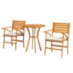 SET DA GIARDINO 3 PEZZI IN LEGNO DI PINO CON TAVOLO ROTONDO Ø68X78 CM E 2 SEDIE 55X52X87.5 CM CON CUSCINI