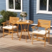 SET DA GIARDINO 3 PEZZI IN LEGNO DI PINO CON TAVOLO ROTONDO Ø68X78 CM E 2 SEDIE 55X52X87.5 CM CON CUSCINI