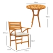 SET DA GIARDINO 3 PEZZI IN LEGNO DI PINO CON TAVOLO ROTONDO Ø68X78 CM E 2 SEDIE 55X52X87.5 CM CON CUSCINI