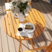 SET DA GIARDINO 3 PEZZI IN LEGNO DI PINO CON TAVOLO ROTONDO Ø68X78 CM E 2 SEDIE 55X52X87.5 CM CON CUSCINI