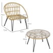 SET DA GIARDINO 5 PEZZI IN RATTAN CON TAVOLO ROTONDO Ø82X50 CM E 4 SEDIE 72X72X75 CM CON CUSCINI