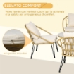 SET DA GIARDINO 5 PEZZI IN RATTAN CON TAVOLO ROTONDO Ø82X50 CM E 4 SEDIE 72X72X75 CM CON CUSCINI