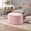 POUF CONTENITORE OVALE TRAPUNTATO IN VELLUT 71X52X42CM ROSA