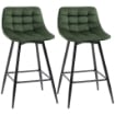 SET 2 SGABELLI CON SCHIENALE E POGGIAPIEDI IN METALLO E VELLUTO VERDE 45X47X88C