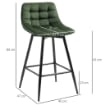 SET 2 SGABELLI CON SCHIENALE E POGGIAPIEDI IN METALLO E VELLUTO VERDE 45X47X88C