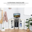 SCRIVANIA ANGOLARE PORTA PC IN LEGNO CON RIPIANO MONITOR BIANCO