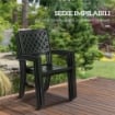 SET TAVOLO E 4 SEDIE DA GIARDINO, PIANO EFFETTO MARMO E SEDIE IMPILABILI CON BRACCIOLI, MARRONE