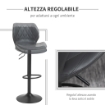 SET DI 2 SGABELLI DA BAR ALTI IN SIMILPELLE CON ALTEZZA REGOLABILE, SGABELLI CUCINA GIREVOLI CON SCHIENALE E POGGIAPIEDI, 44X50.5X90-110CM GRIGIO