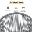 SET DA GIARDINO CON 2 POLTRONE E TAVOLINO DA CAFFÈ IN RATTAN PE CON CUSCINI, GRIGIO