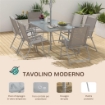 SET DA GIARDINO CON TAVOLO DA PRANZO, 6 SEDIE PIEGHEVOLI E OMBRELLONE A MANOVELLA, GRIGIO