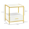 SET DI 2 COMODINI MODERNI CON CASSETTO E RIPIANO APERTO, 50X40X55CM, BIANCO E ORO