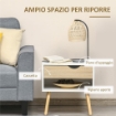 SET DI 2 COMODINI CON CASSETTO E MENSOLA, BASE RIALZATA E GAMBE IN LEGNO, 50X39X51CM, BIANCO E ROVERE