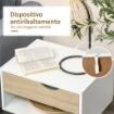 SET DI 2 COMODINI CON CASSETTO E MENSOLA, BASE RIALZATA E GAMBE IN LEGNO, 50X39X51CM, BIANCO E ROVERE