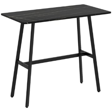 TAVOLO DA BAR RETTANGOLARE PER 4 PERSONE IN MDF E METALLO, 118X58X98 CM, NERO