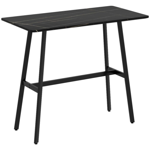 TAVOLO DA BAR RETTANGOLARE PER 4 PERSONE IN MDF E METALLO, 118X58X98 CM, NERO