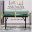 TAVOLO DA BILIARDO AD ALTEZZA REGOLABILE CON ACCESSORI, IN MDF E ACCIAIO, 140X63X55-75 CM, VERDE