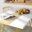 TAVOLO DA CUCINA E SOGGIORNO PER 6 PERSONE MAX CON GAMBE A FORCINA, IN MDF E ACCIAIO, 140X89X75.5 CM