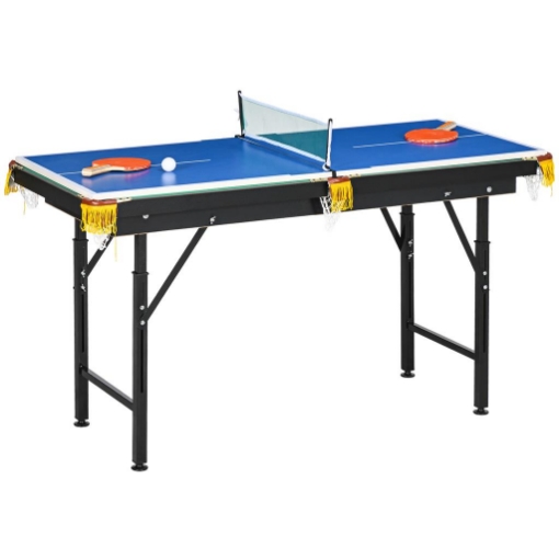 TAVOLO DA GIOCO PIEGHEVOLE 2 IN 1 PER BILIARDO E PING PONG CON ACCESSORI INCLUSI, 140X63X60-80 CM