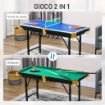 TAVOLO DA GIOCO PIEGHEVOLE 2 IN 1 PER BILIARDO E PING PONG CON ACCESSORI INCLUSI, 140X63X60-80 CM