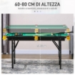 TAVOLO DA GIOCO PIEGHEVOLE 2 IN 1 PER BILIARDO E PING PONG CON ACCESSORI INCLUSI, 140X63X60-80 CM