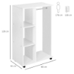 ARMADIO GUARDAROBA CON RUOTE IN LEGNO, BIANCO, 80X40X128CM